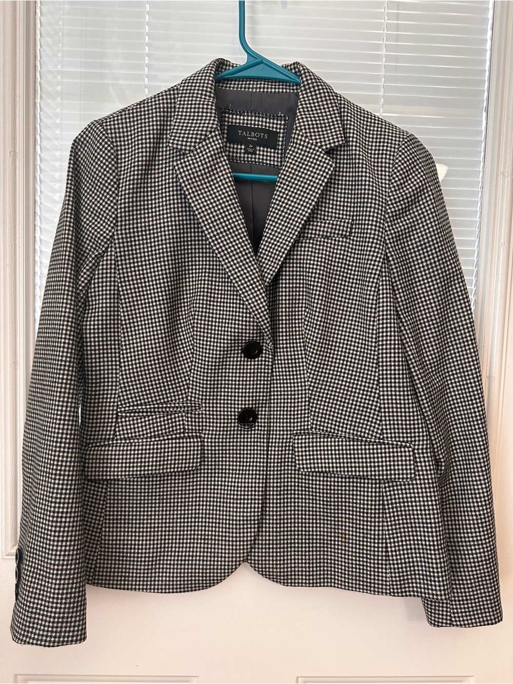 Talbots Petite Black & White Houndstooth Blazer